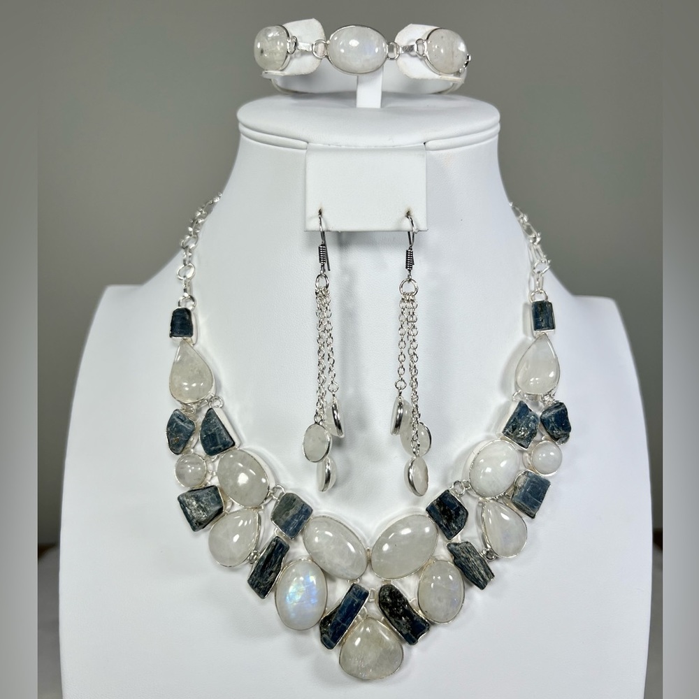 Moonstone Kyanite 925 Large Gemstone Necklace Bracelet Earrings Choose 1 Option